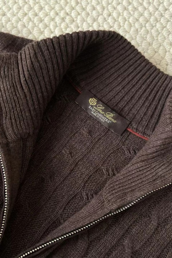 Кашемировый свитер Loro Piana Premium zip-up - Brown
