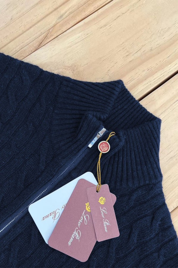 Кашемировый свитер Loro Piana Premium zip-neck - Navy