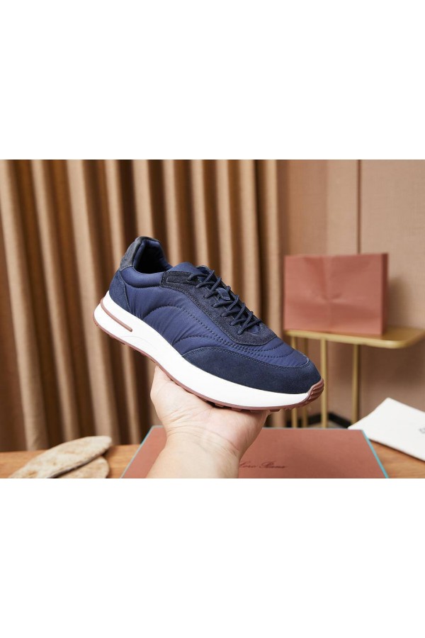 Замшевые кроссовки Loro Piana Week End Walk - Navy