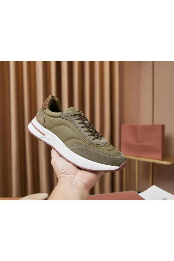 Замшевые кроссовки Loro Piana Week End Walk - Green