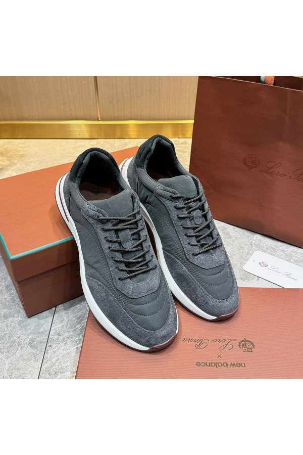 Замшевые кроссовки Loro Piana Week End Walk - Grey
