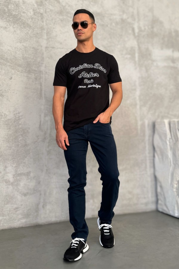 Мужские джинсы тёмно-синего цвета Loro Piana straight fit