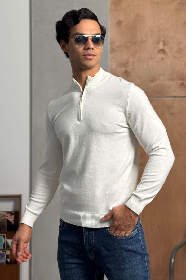 Белый джемпер Loro Piana Zip Neck