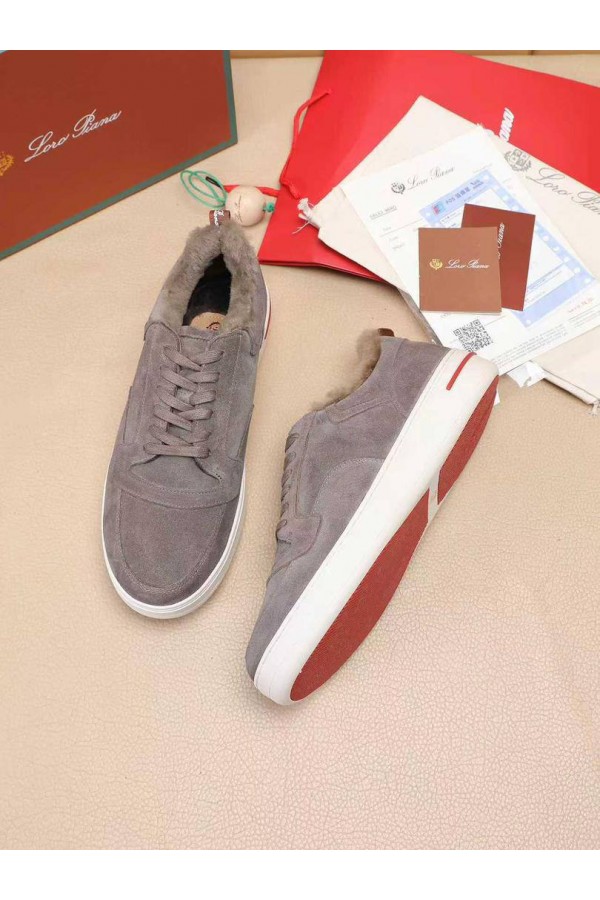 Кроссовки с мехом Loro Piana Newport Walk - Beige