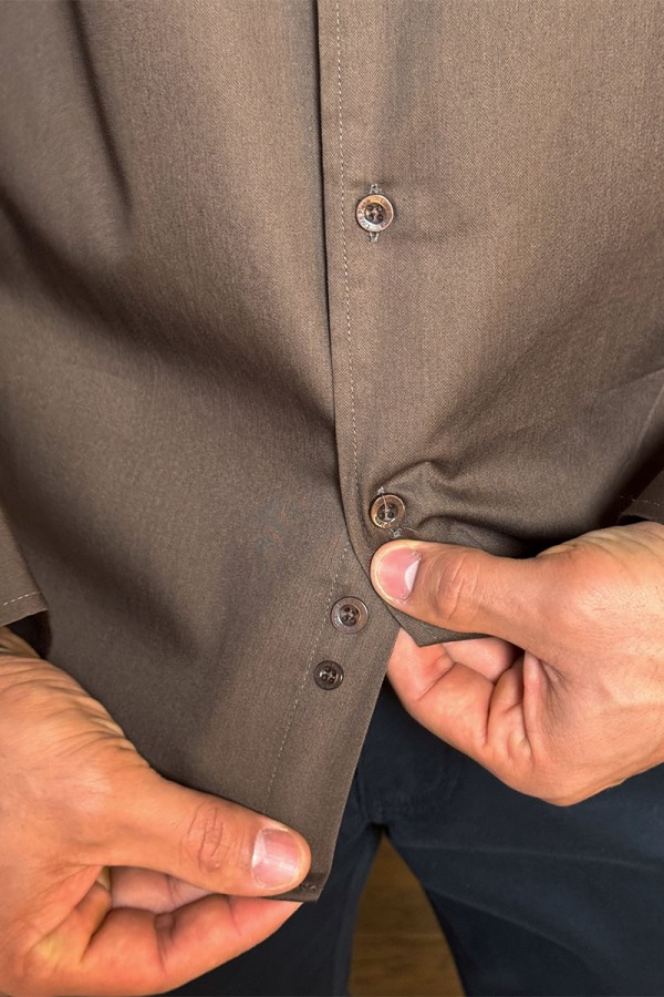 Мужская рубашка Loro Piana logo-embroidered - Brown