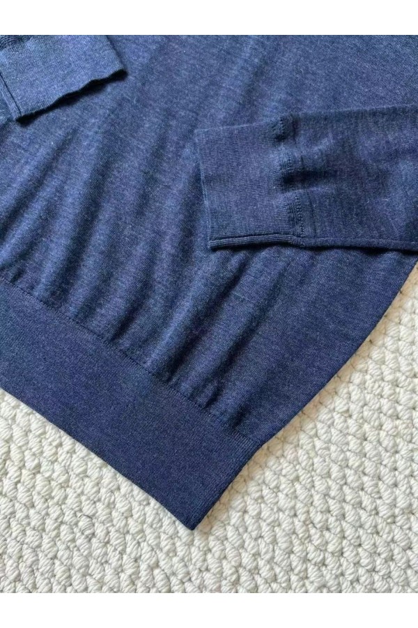 Поло с длинным рукавом Loro Piana Premium - Flower Hide Blue