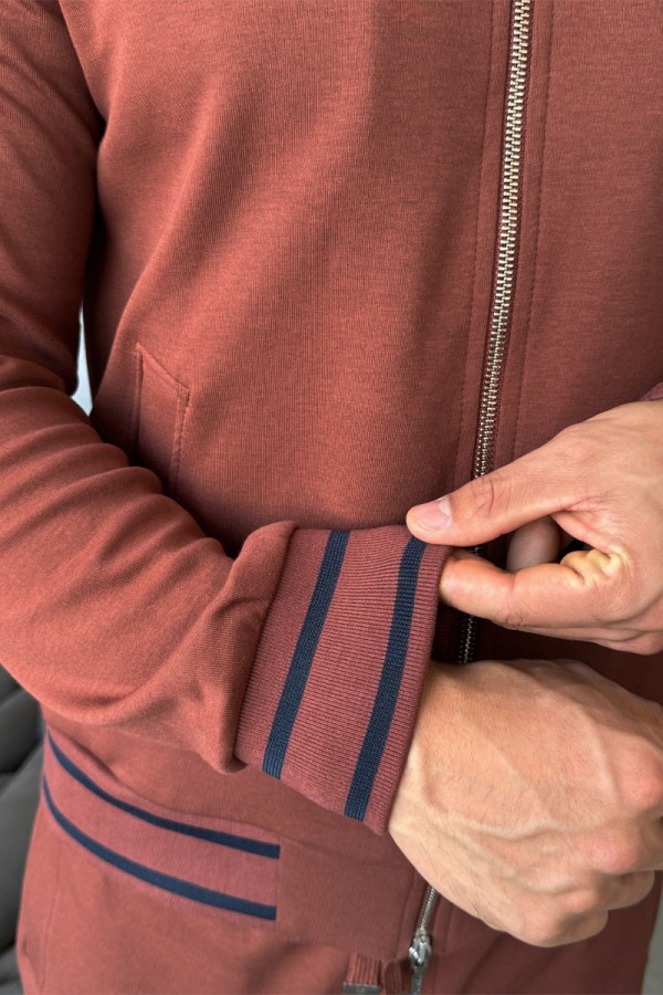 Мужская кофта на молнии Loro Piana monogram - Brown