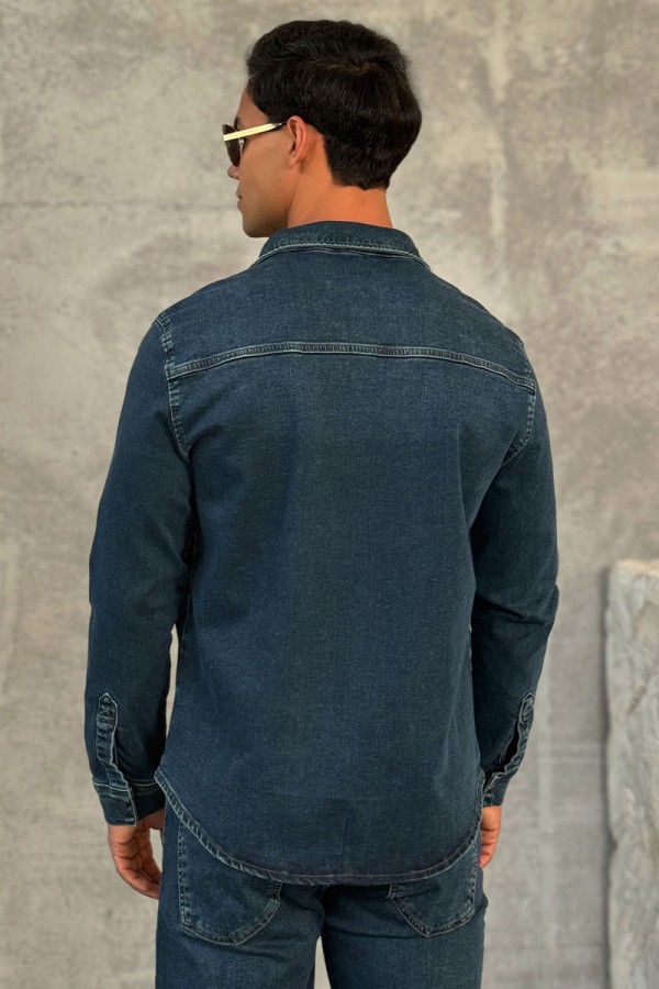 Джинсовая рубашка Loro Piana тёмно-синего цвета