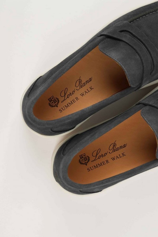 Замшевые лоферы Loro Piana Summer Walk - Grey