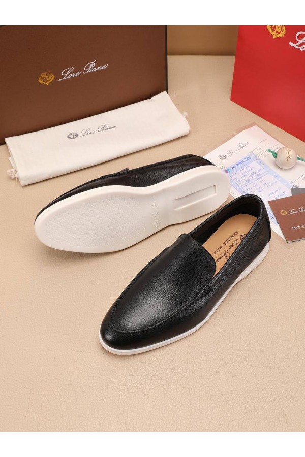 Мужские кожаные лоферы Loro Piana Summer Walk - Black