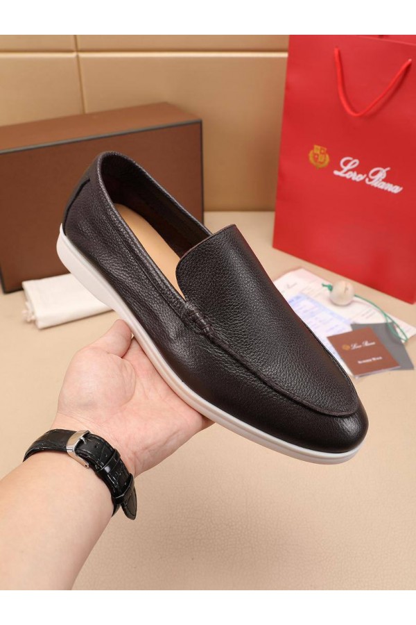 Мужские кожаные лоферы Loro Piana Summer Walk - Brown