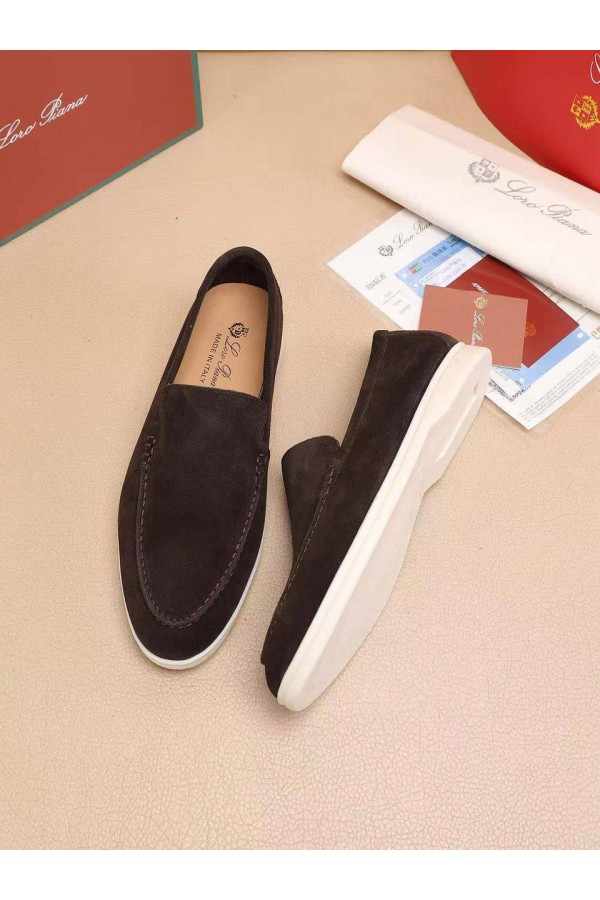 Мужские замшевые лоферы Loro Piana Summer Walk - Brown