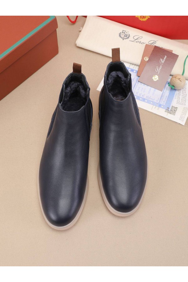 Кожаные ботинки с мехом Loro Piana