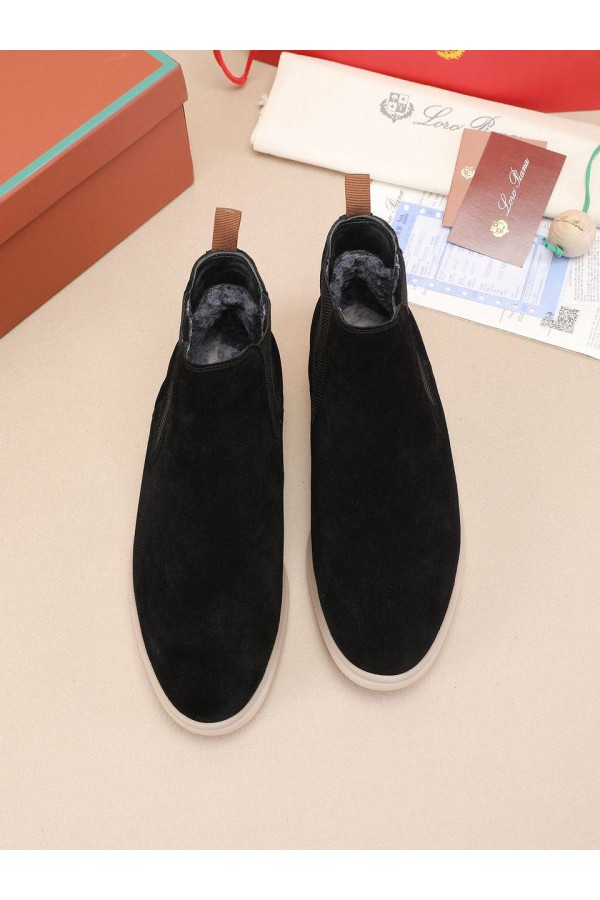 Замшевые ботинки с мехом Loro Piana