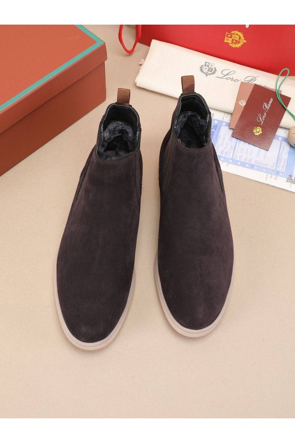 Замшевые ботинки с мехом Loro Piana