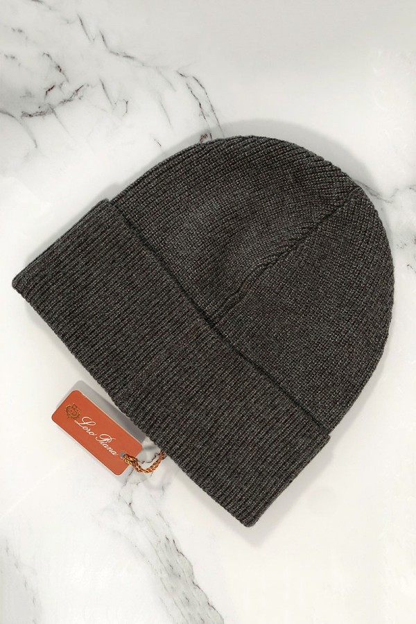 Мужская тёмно-серая шапка Loro Piana logo-embroidered