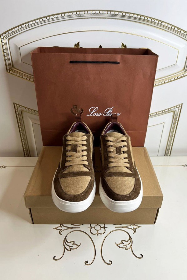 Комбинированные кроссовки Loro Piana Newport - Brown