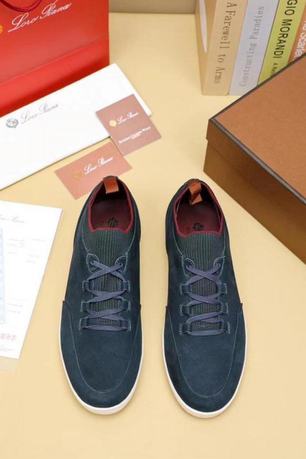 Замшевые кроссовки Loro Piana Soho Walk - Navy