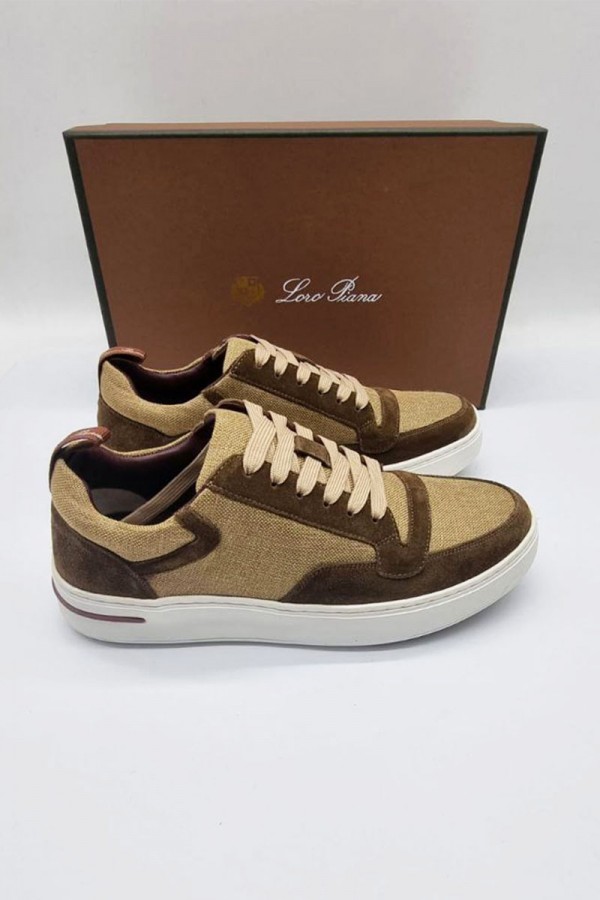 Комбинированные кроссовки Loro Piana Newport - Brown