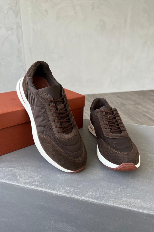 Замшевые кроссовки Loro Piana Week End Walk - Brown