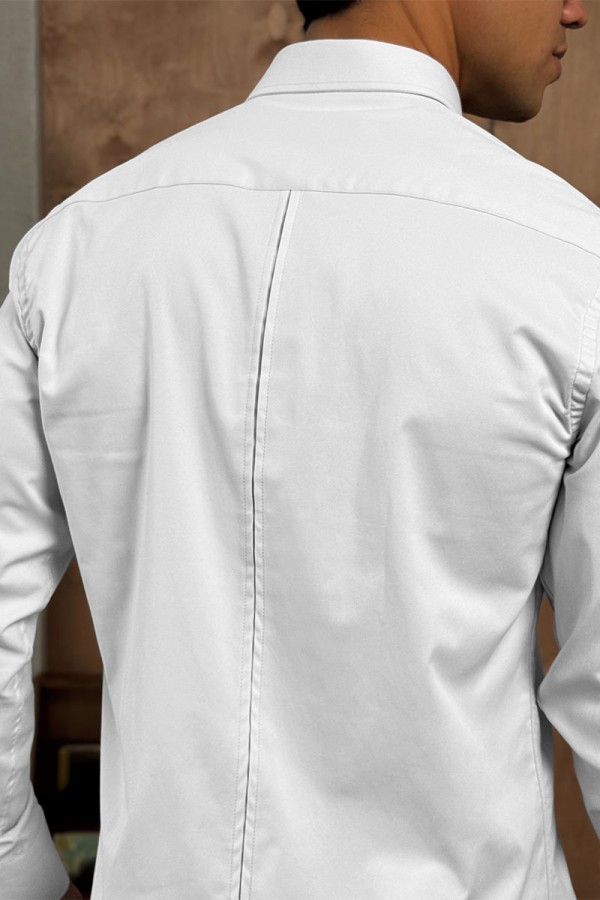 Мужская белая рубашка Loro Piana logo-embroidered