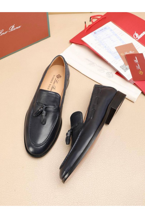 Кожаные лоферы Loro Piana tassel - Navy