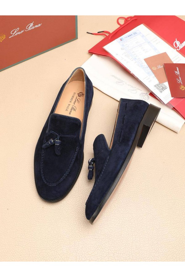 Замшевые лоферы Loro Piana tassel - Navy