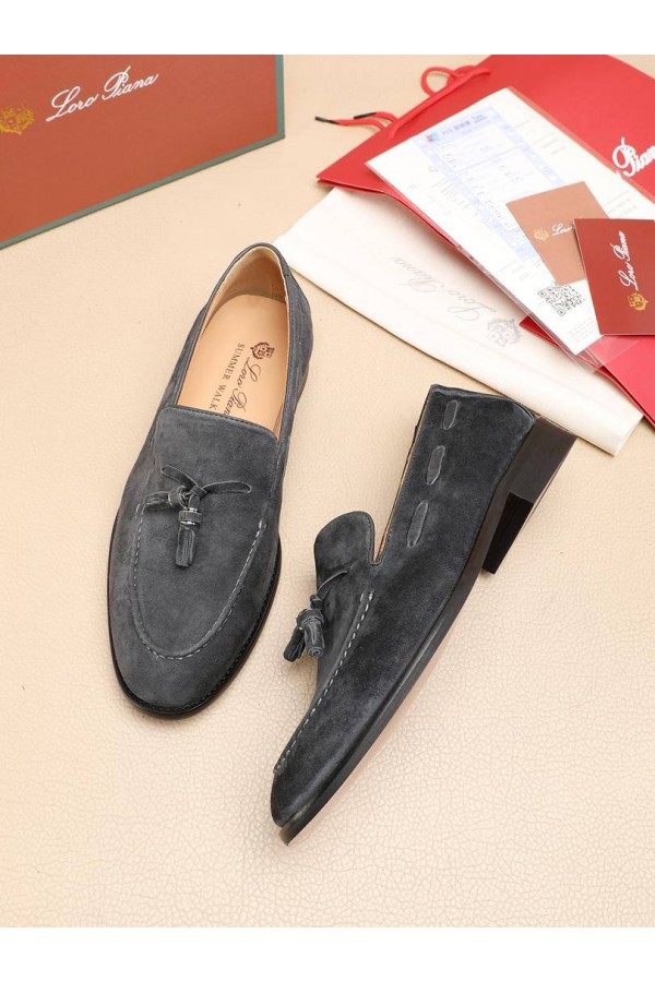 Замшевые лоферы Loro Piana tassel - Grey