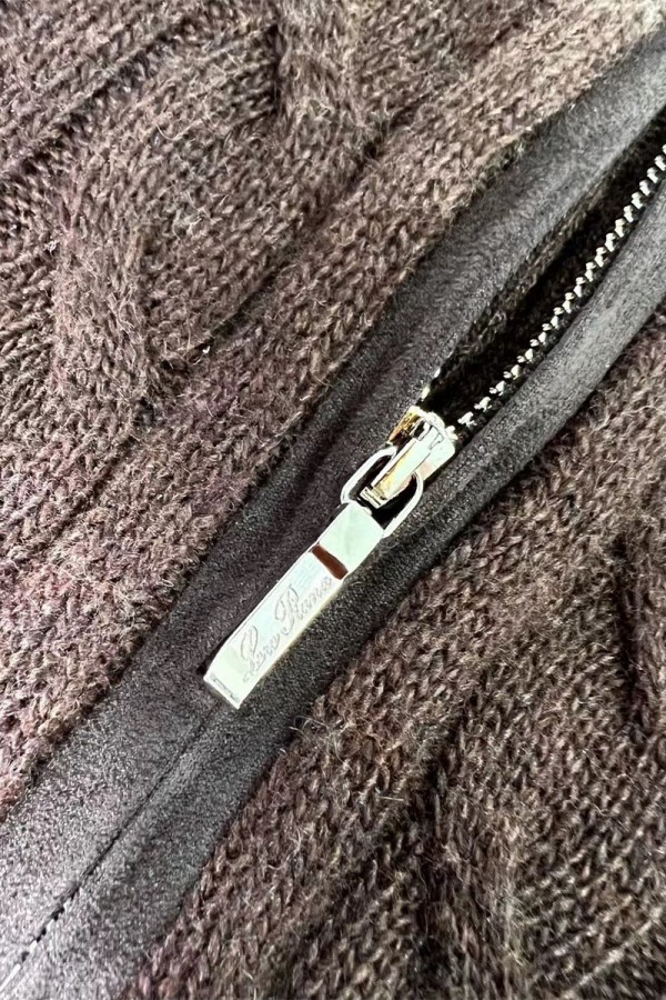 Кашемировый свитер Loro Piana Premium zip-neck - Brown