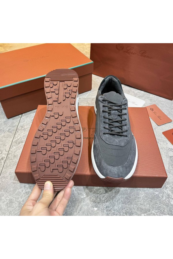 Замшевые кроссовки Loro Piana Week End Walk - Grey