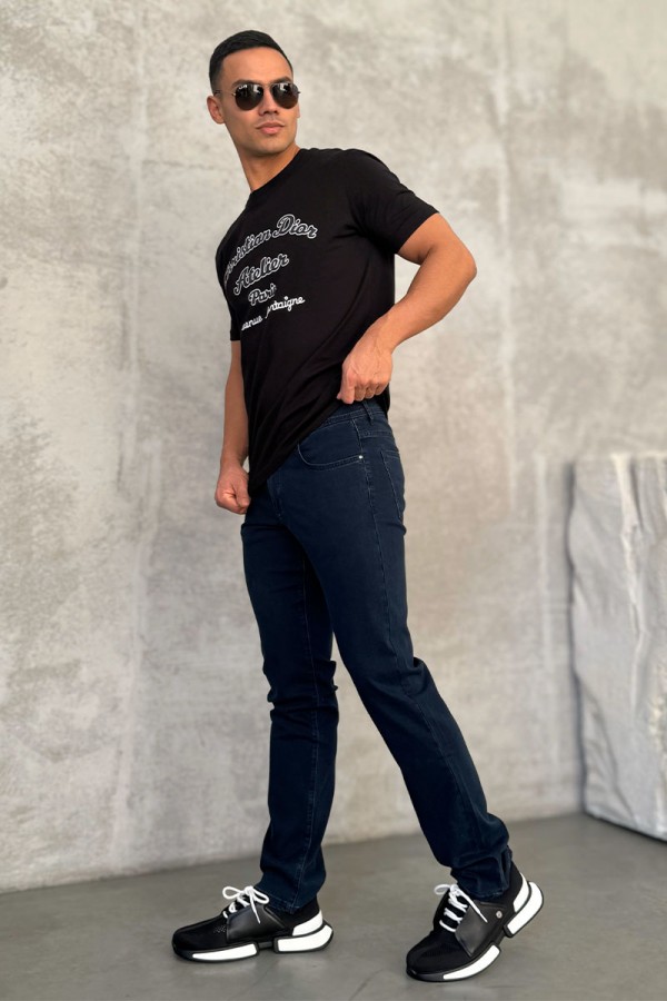 Мужские джинсы тёмно-синего цвета Loro Piana straight fit