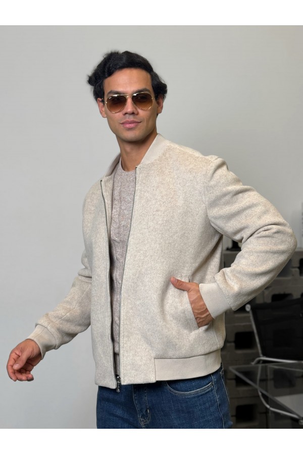 Мужской бомбер Loro Piana бежевого цвета