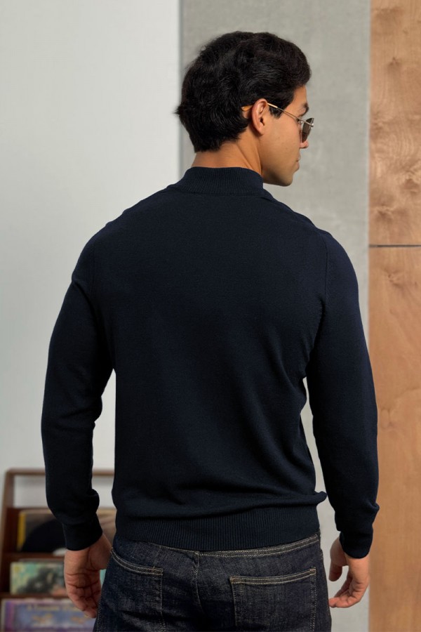 Тёмно-синий джемпер Loro Piana Zip Neck