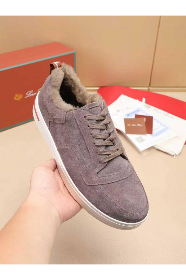 Кроссовки с мехом Loro Piana Newport Walk - Beige