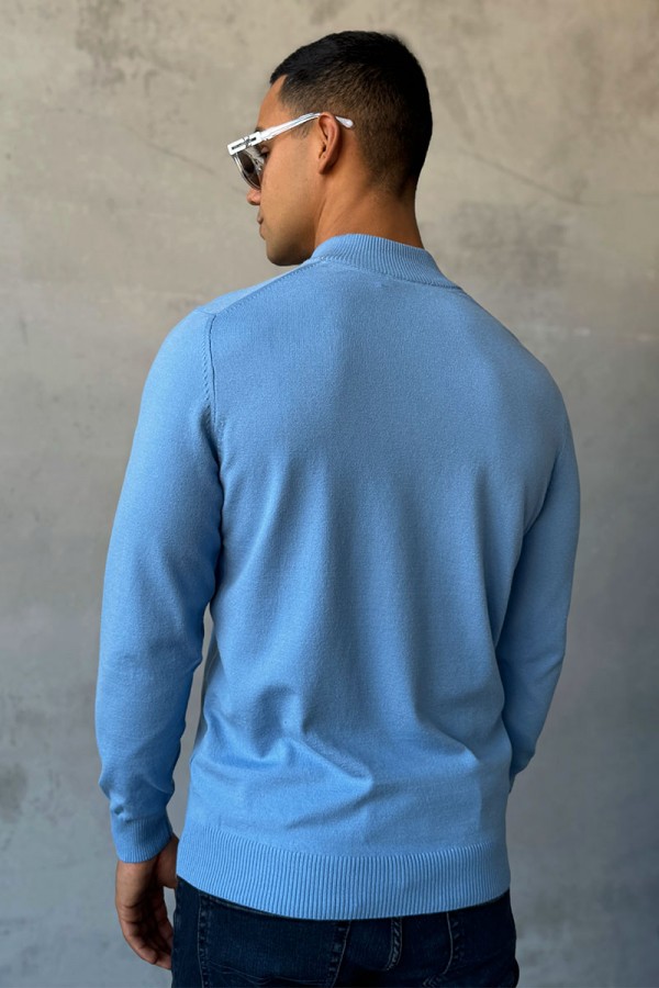 Голубой джемпер Loro Piana Zip Neck