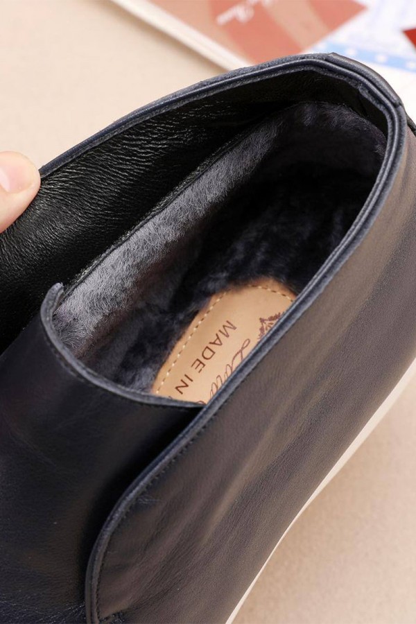 Кожаные лоферы с мехом Loro Piana Open Walk - Navy