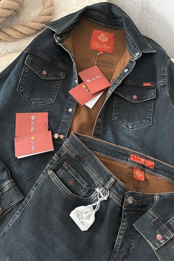 Джинсовая рубашка Loro Piana тёмно-синего цвета