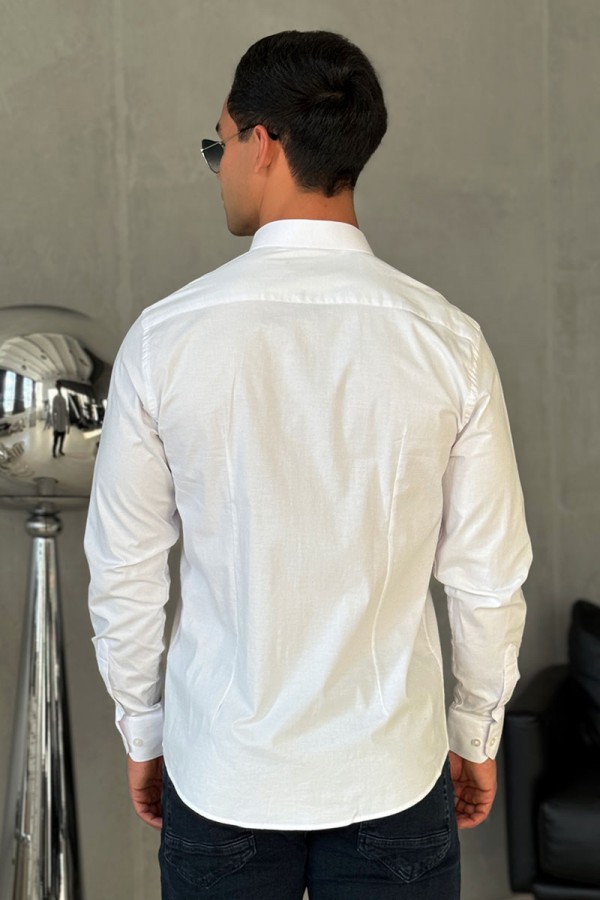 Мужская белая рубашка Loro Piana logo-embroidered