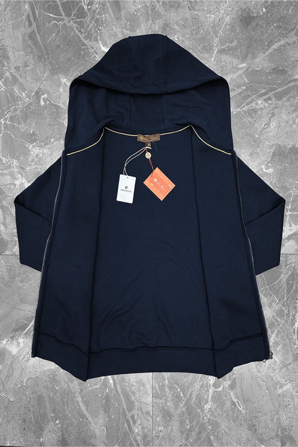 Кофта на молнии Loro Piana logo-embroidered - Navy