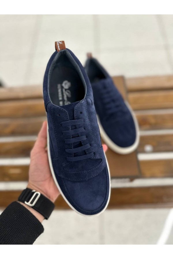 Мужские замшевые кроссовки Loro Piana Newport - Navy