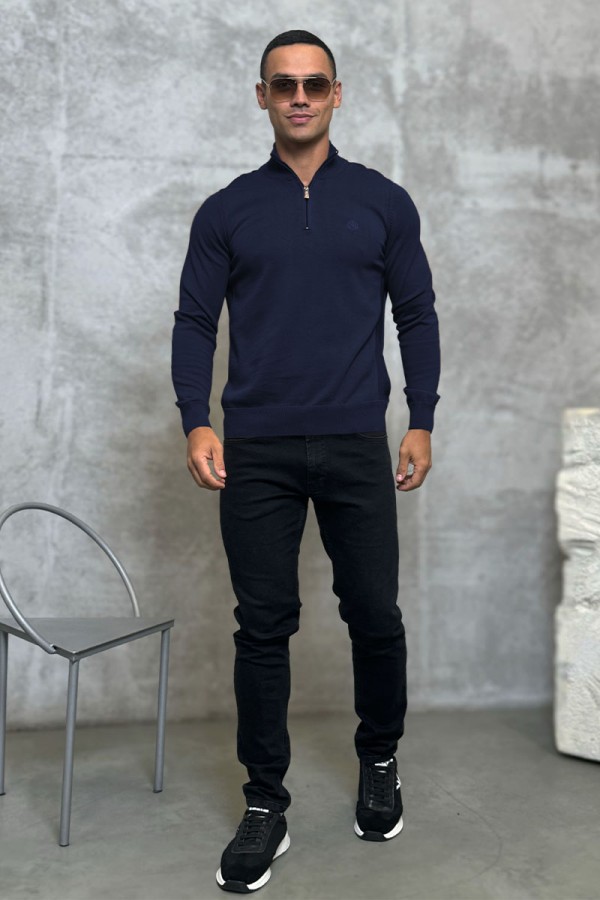 Мужская кофта Loro Piana zip neck - Navy