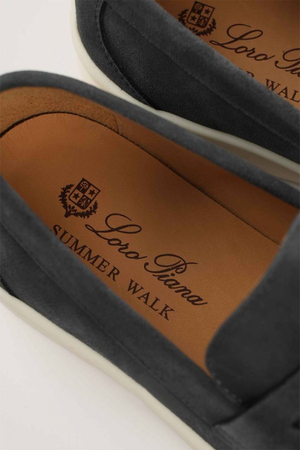 Замшевые лоферы Loro Piana Summer Walk - Grey