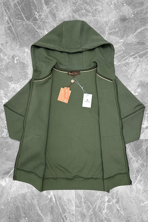Кофта на молнии Loro Piana logo-embroidered - Green