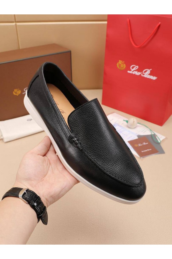 Мужские кожаные лоферы Loro Piana Summer Walk - Black