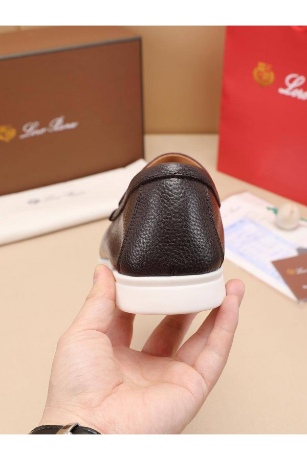 Мужские кожаные лоферы Loro Piana Summer Walk - Brown