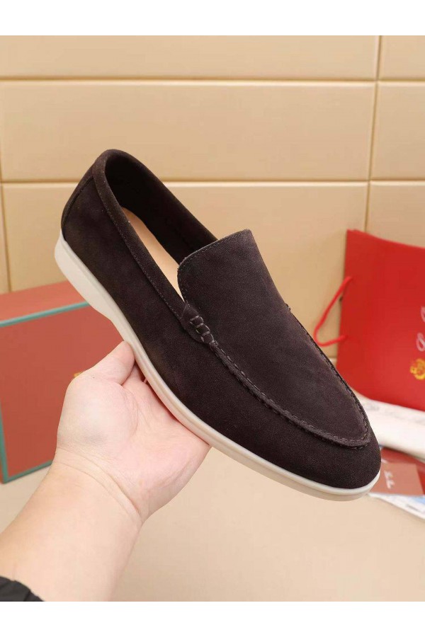 Мужские замшевые лоферы Loro Piana Summer Walk - Brown