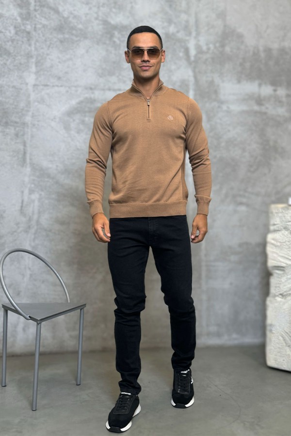 Мужская кофта Loro Piana zip neck - Brown