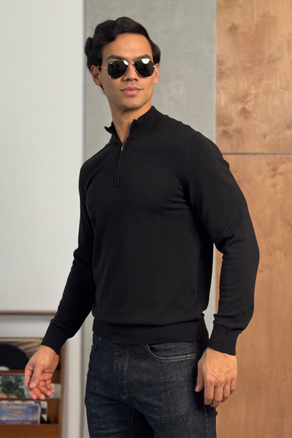 Чёрный джемпер Loro Piana Zip Neck