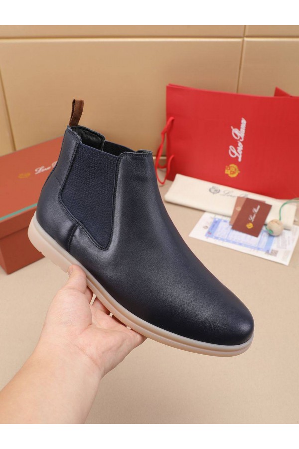 Кожаные ботинки с мехом Loro Piana