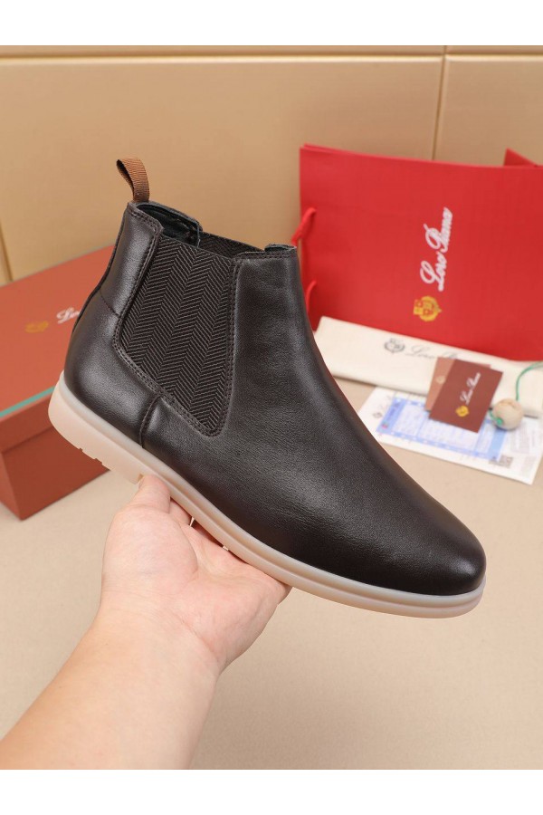 Кожаные ботинки с мехом Loro Piana